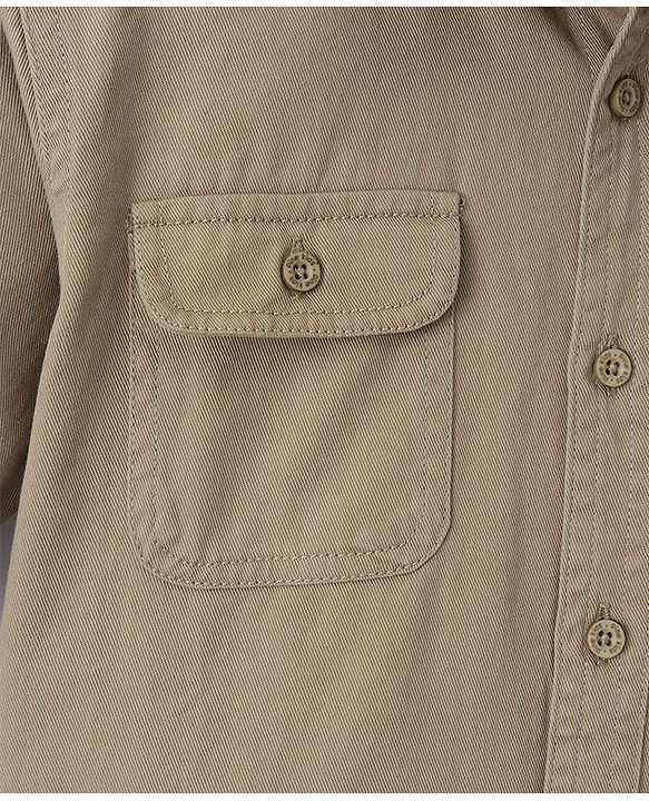 Pine Kids Cotton Woven Full Sleeves Solid Color Shirt - Tan