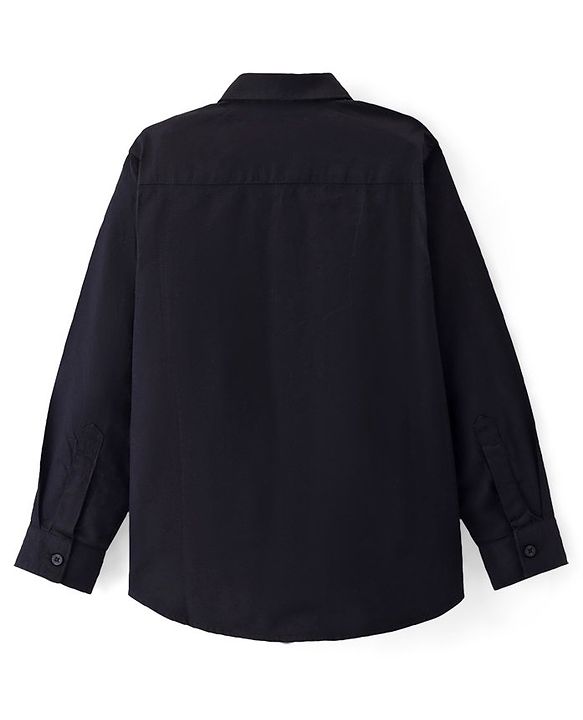 Pine Kids Cotton Woven Full Sleeves Solid Shirt with Inner Tank T-Shirt- Black