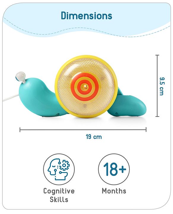 Babyhug Premium Battery Operated Snail Pull Along Toy With Music & Lights - Sky Blue