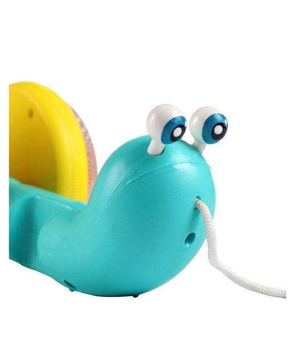 Babyhug Premium Battery Operated Snail Pull Along Toy With Music & Lights - Sky Blue