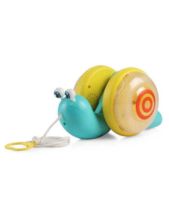 Babyhug Premium Battery Operated Snail Pull Along Toy With Music & Lights - Sky Blue