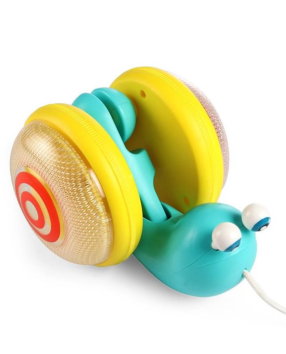 Babyhug Premium Battery Operated Snail Pull Along Toy With Music & Lights - Sky Blue