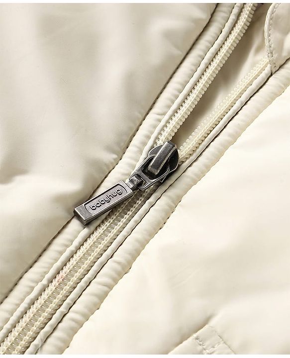 Babyhug Woven Full Sleeves Solid Color Hooded Padded Jacket - Cream