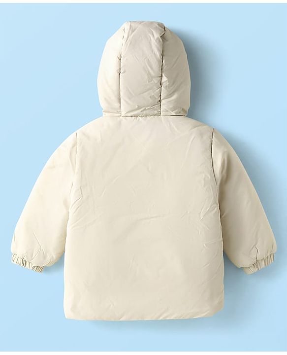 Babyhug Woven Full Sleeves Solid Color Hooded Padded Jacket - Cream