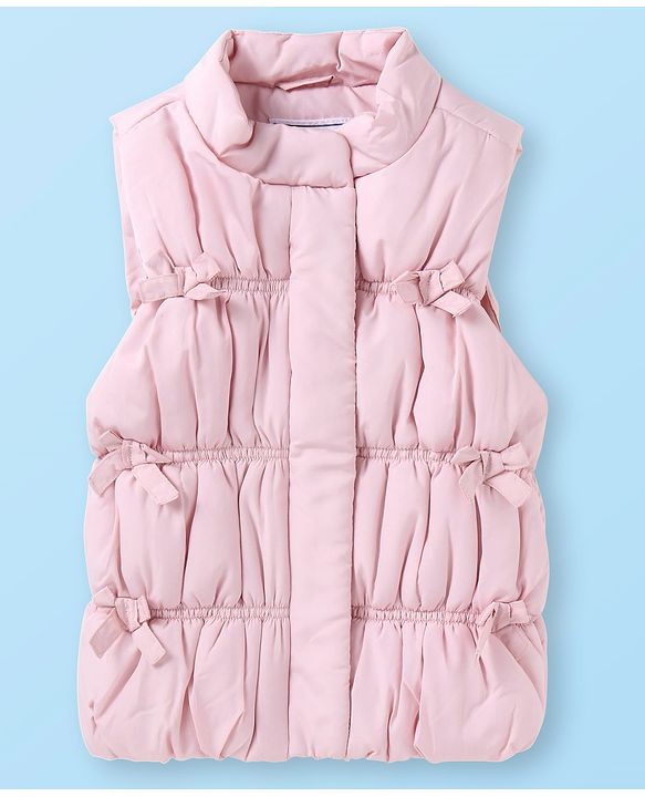 Babyhug  Woven Sleeveless Padded Winter Jacket with  Pockets - Pink