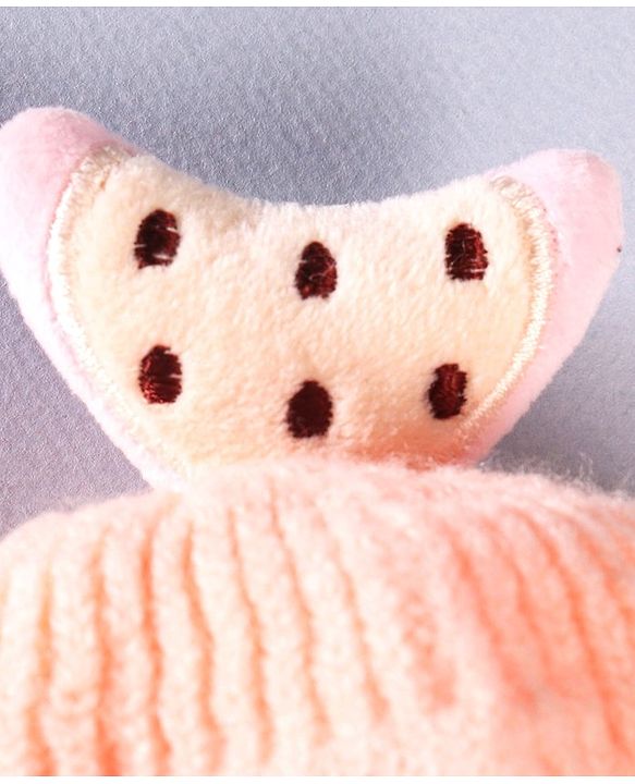 Babyhug Woollen Knitted Caps with Applique & Pom Pom - Orange