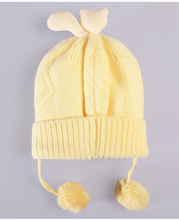 Babyhug Woollen Knitted Caps with Applique & Pom Pom - Orange