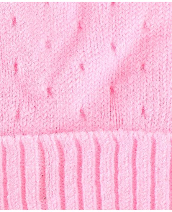 Babyhug Wollen Caps with Pom Pom- Pink