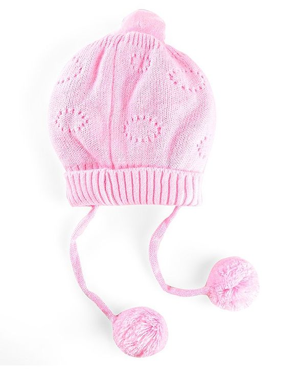 Babyhug Wollen Caps with Pom Pom- Pink