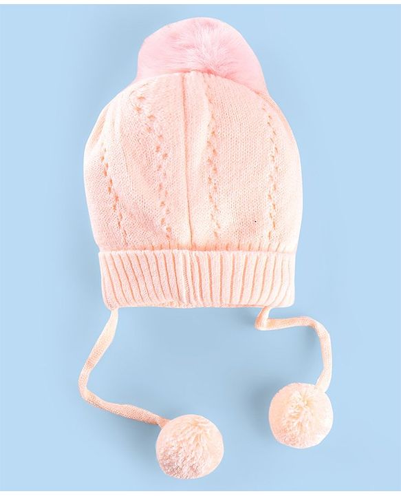 Babyhug Wollen Caps with Pom Pom- Pink