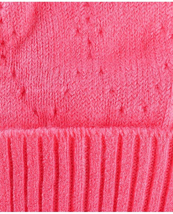 Babyhug Wollen Caps with Pom Pom- Pink