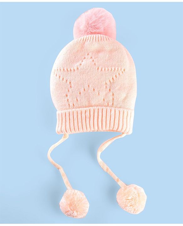 Babyhug Wollen Caps with Pom Pom- Pink