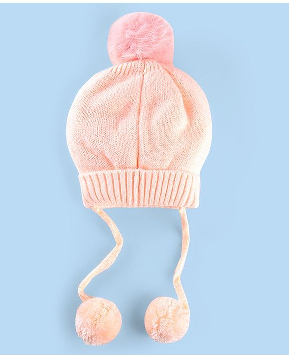 Babyhug Wollen Caps with Pom Pom- Pink