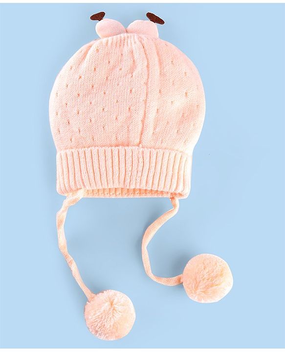 Babyhug Wollen Caps with Pom Pom- Pink
