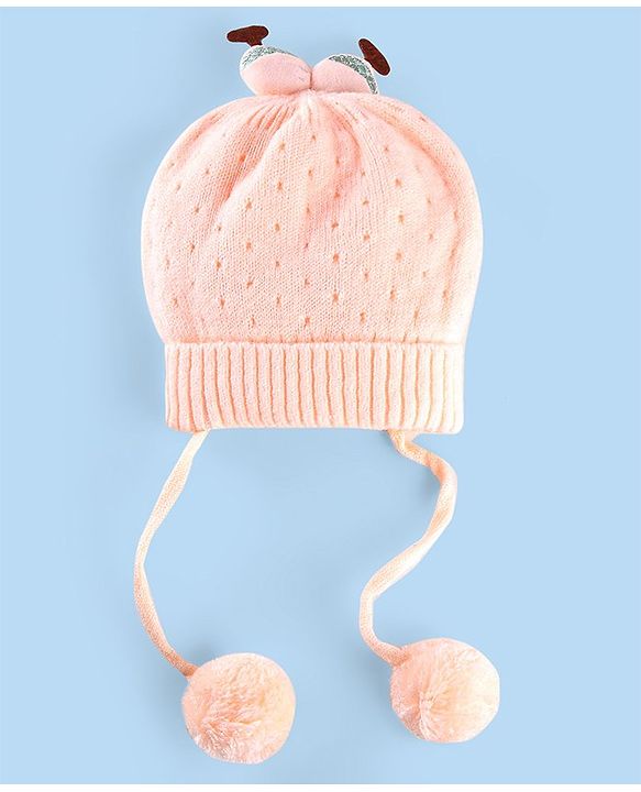 Babyhug Wollen Caps with Pom Pom- Pink