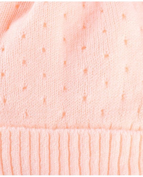 Babyhug Wollen Caps with Pom Pom- Pink