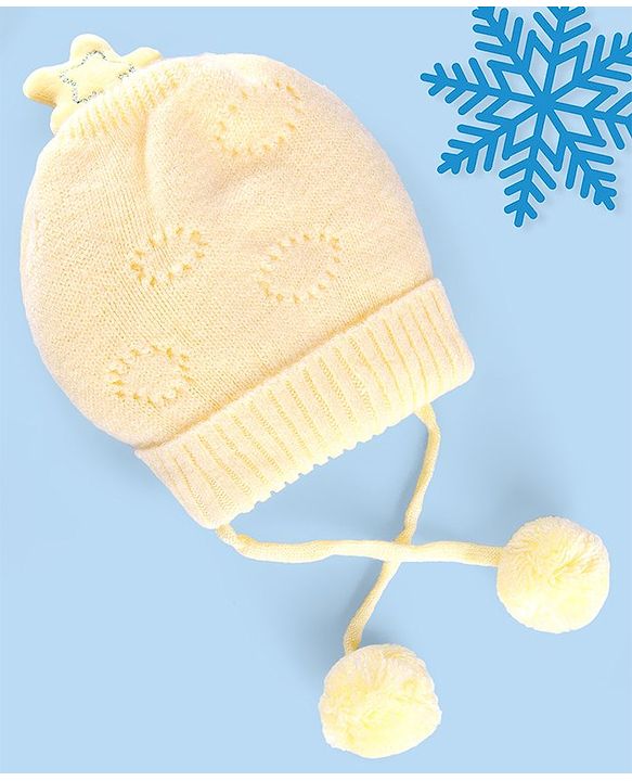 Babyhug Wollen Caps with Pom Pom- Pink