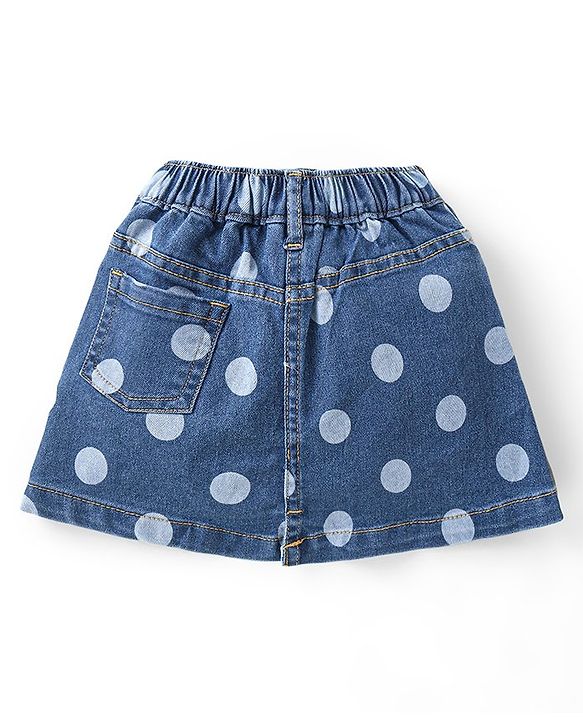 Babyhug Disney Single Jersey Knit Frill Sleeves Top & Denim Skirt Set With Minnie Mouse & Friends Graphics - Yellow