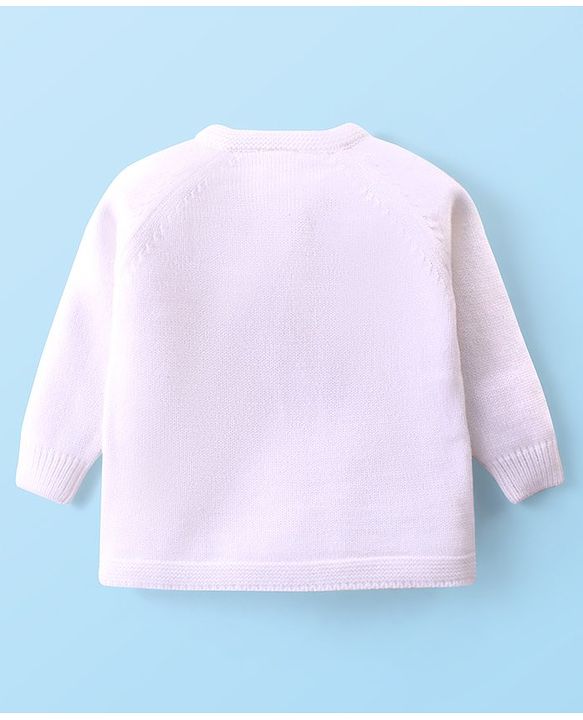 Babyhug Knit Full Sleeves Winter Wear T-Shirt & Dungaree Set with Pom Pom & Cable Knit Detailing - Pink & White