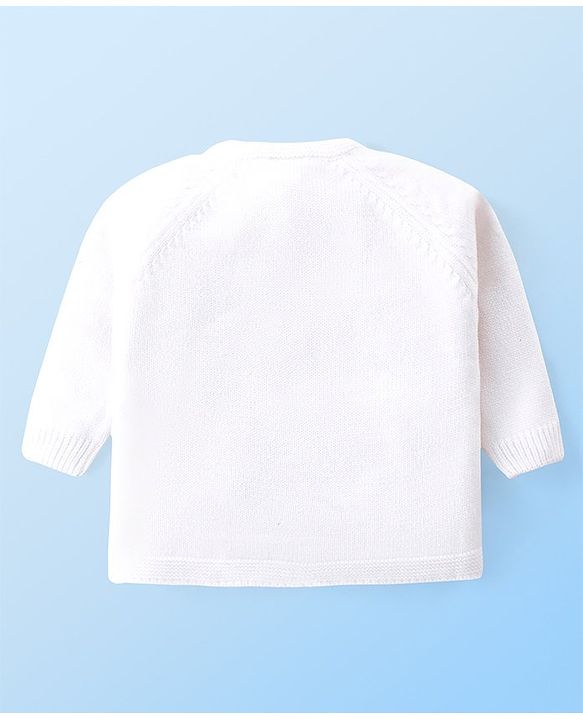 Babyhug Knitted Full Raglan Sleeves T-Shirt with Cable Knit Designed Dungaree - Mustard & White