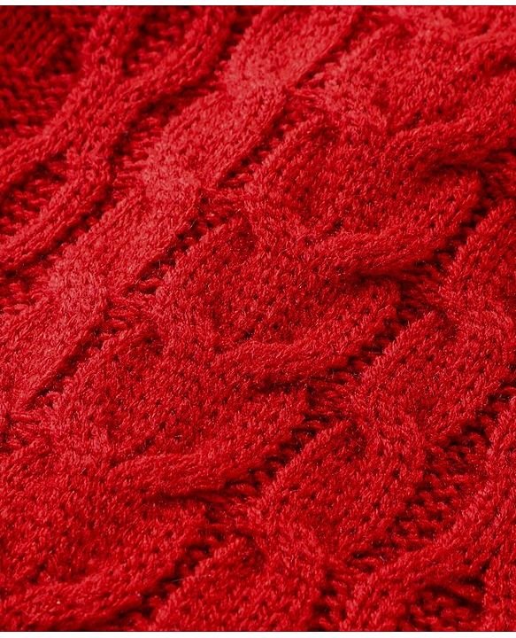 Babyhug Knitted Ful Sleeves Cable Knit Designed Winter Romper - Rust