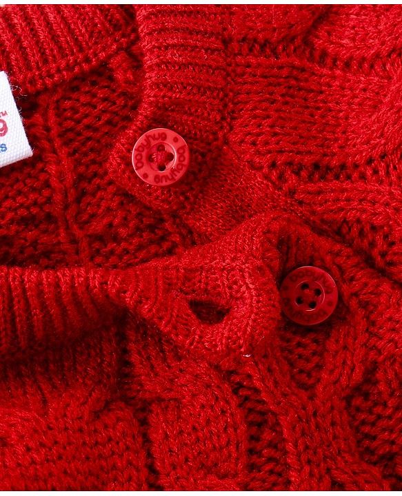 Babyhug Knitted Ful Sleeves Cable Knit Designed Winter Romper - Rust