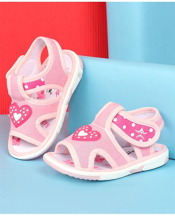 Cute Walk by Babyhug Sandals with Velcro Closure & Heart Applique - Pink