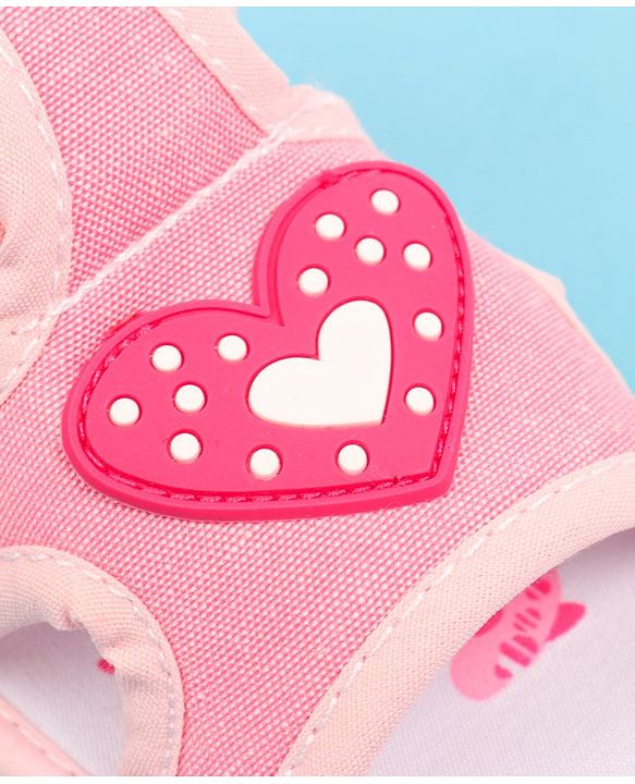 Cute Walk by Babyhug Sandals with Velcro Closure & Heart Applique - Pink