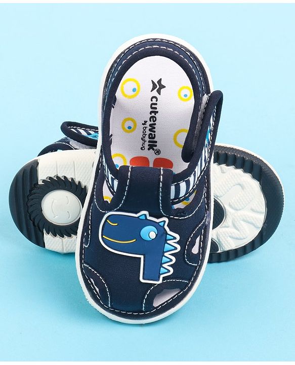 Cute Walk by Babyhug Velcro Closure Sandal with Dino Applique - Blue