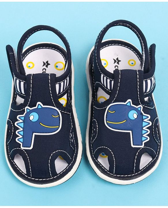 Cute Walk by Babyhug Velcro Closure Sandal with Dino Applique - Blue
