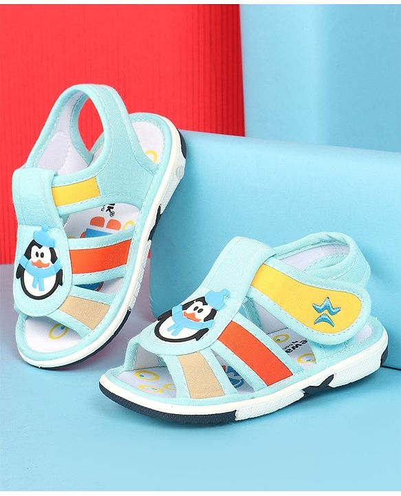 Cute Walk by Babyhug Velcro Closure Sandal with Penguin Applique - Blue