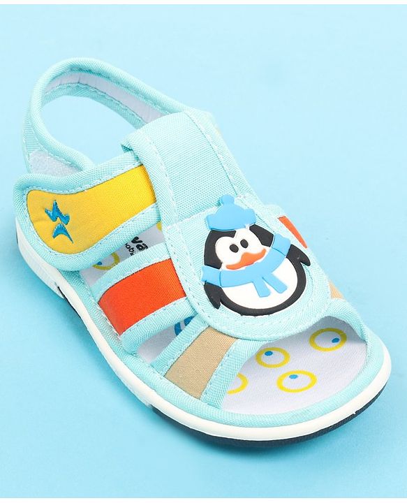Cute Walk by Babyhug Velcro Closure Sandal with Penguin Applique - Blue