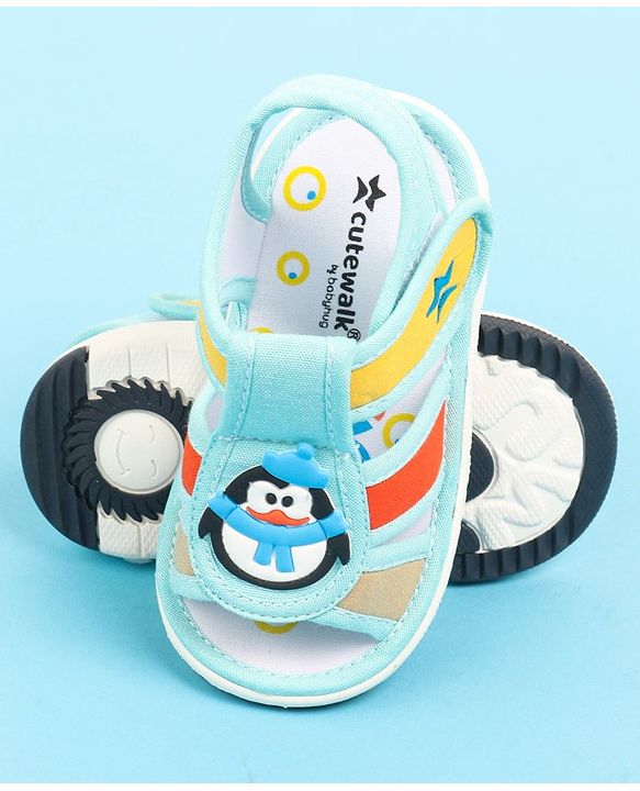 Cute Walk by Babyhug Velcro Closure Sandal with Penguin Applique - Blue