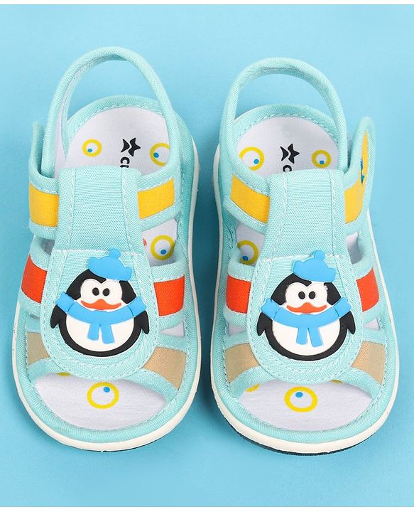 Cute Walk by Babyhug Velcro Closure Sandal with Penguin Applique - Blue