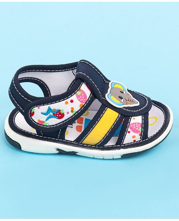 Cute Walk by Babyhug Velcro Closure Sandals with Elephant Applique - Blue