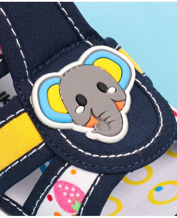 Cute Walk by Babyhug Velcro Closure Sandals with Elephant Applique - Blue