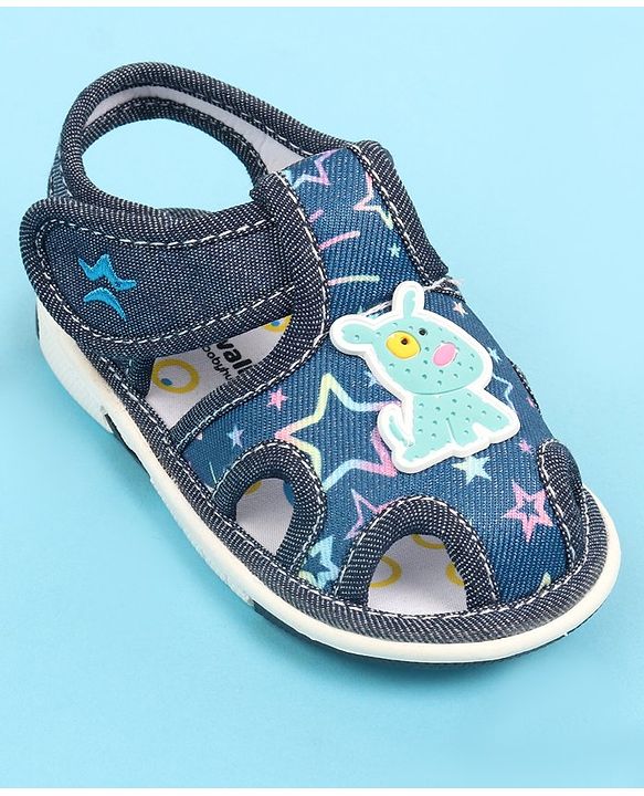 Cute Walk by Babyhug Sandals with Velcro Closure & Dog Applique - Blue
