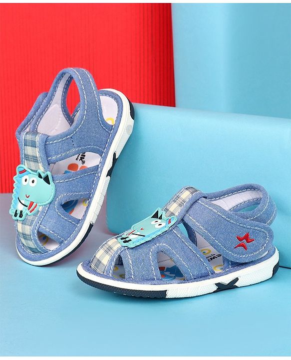 Cute Walk by Babyhug Velcro Closure Sandal with Crocodile Applique - Blue