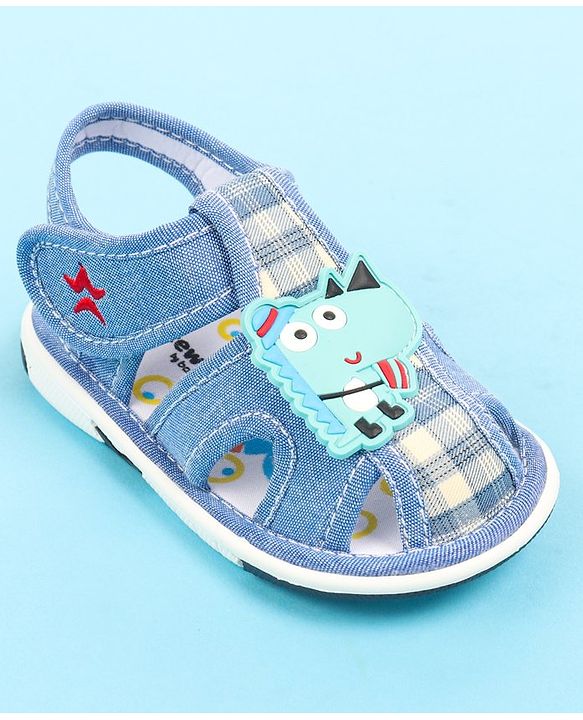 Cute Walk by Babyhug Velcro Closure Sandal with Crocodile Applique - Blue