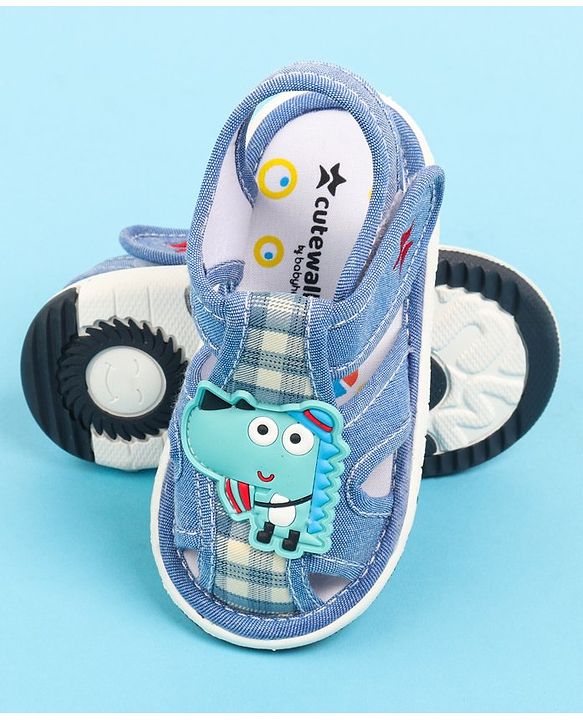 Cute Walk by Babyhug Velcro Closure Sandal with Crocodile Applique - Blue