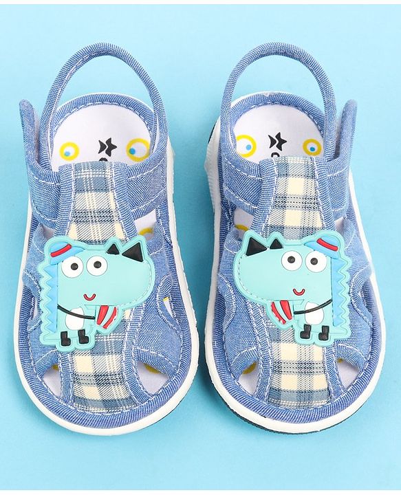 Cute Walk by Babyhug Velcro Closure Sandal with Crocodile Applique - Blue