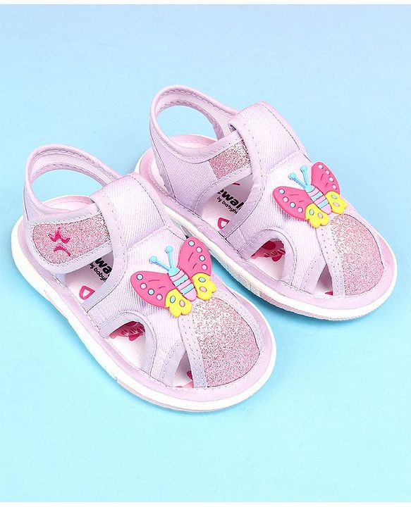 Cute Walk by Babyhug Velcro Closure Sandals with Butterfly Applique - Purple