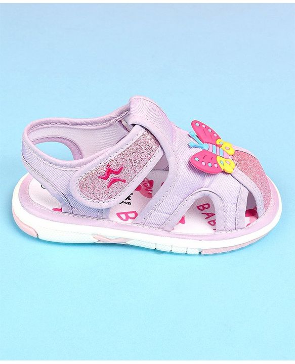 Cute Walk by Babyhug Velcro Closure Sandals with Butterfly Applique - Purple