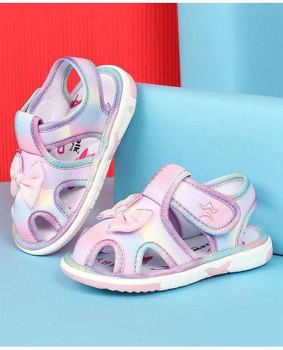 Cute Walk by Babyhug Velcro Closure Sandal with Bow Applique - Multicolor
