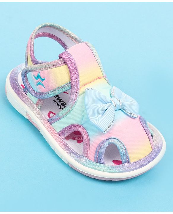 Cute Walk by Babyhug Velcro Closure Sandal with Bow Applique - Multicolor