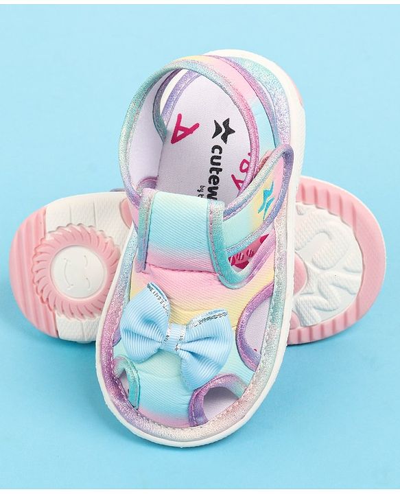 Cute Walk by Babyhug Velcro Closure Sandal with Bow Applique - Multicolor