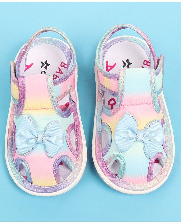 Cute Walk by Babyhug Velcro Closure Sandal with Bow Applique - Multicolor