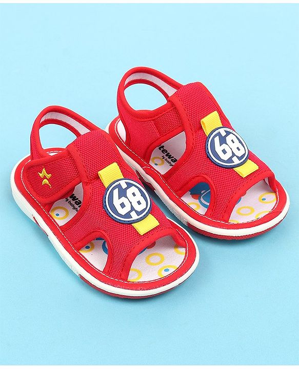 Cute Walk by Babyhug Velcro Closure Sandals with Applique - Red
