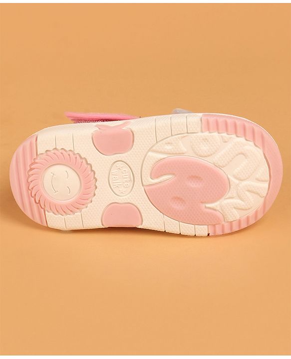Cute Walk by Babyhug Casual Shoes With Velcro Closure & Bow Applique - Pink (Flower Colour May Vary)