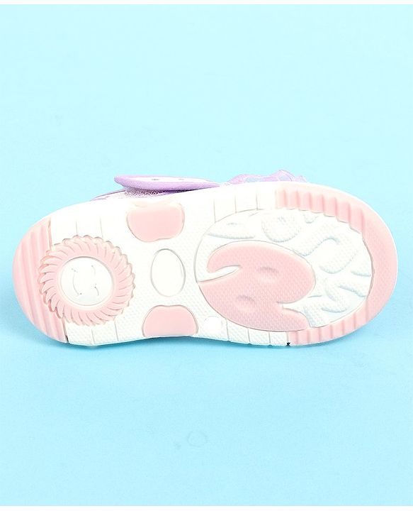 Cute Walk by Babyhug Velcro Closure  Sandal With Polka Dot Print & Frill Detailing - Purple